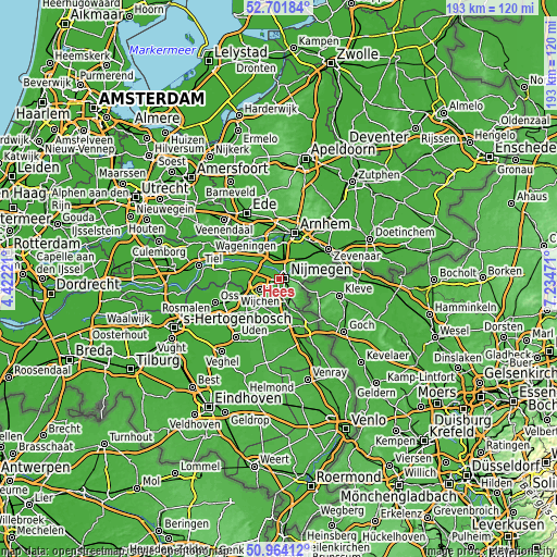 Topographic map of Hees