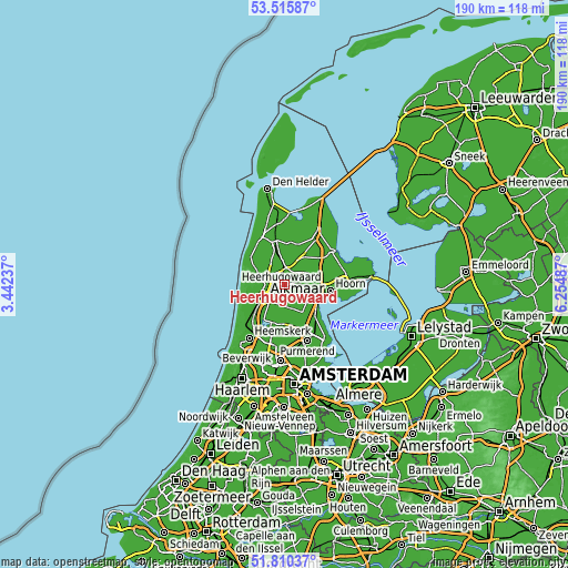 Topographic map of Heerhugowaard