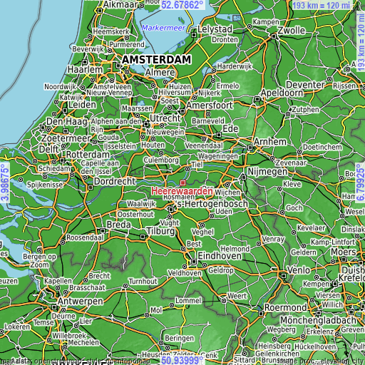 Topographic map of Heerewaarden