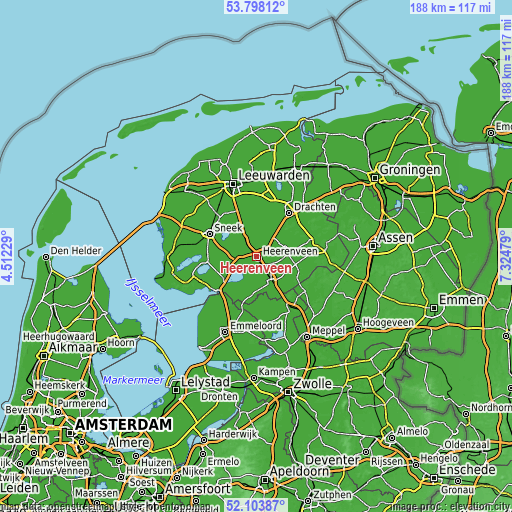 Topographic map of Heerenveen