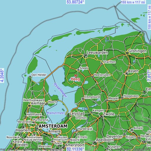 Topographic map of Heeg