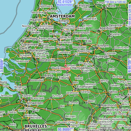 Topographic map of Hedel