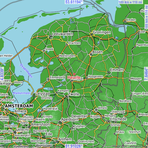 Topographic map of Havelte