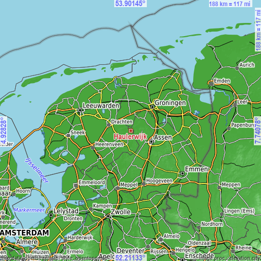 Topographic map of Haulerwijk