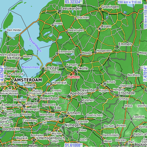 Topographic map of Hattem