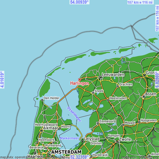 Topographic map of Harlingen