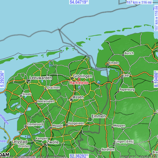 Topographic map of Harkstede