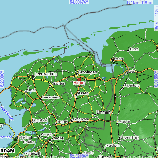 Topographic map of Haren