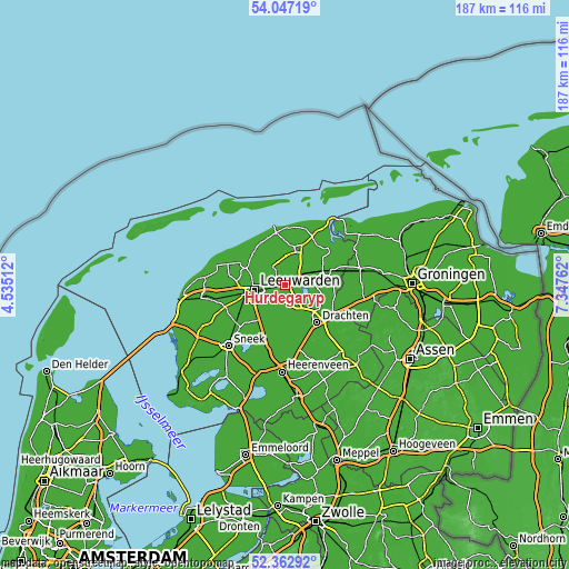 Topographic map of Hurdegaryp