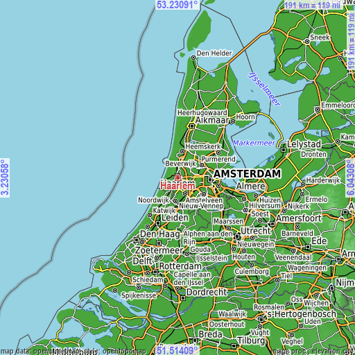 Topographic map of Haarlem