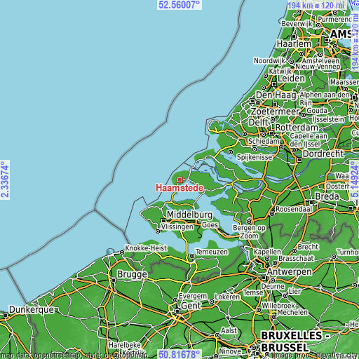 Topographic map of Haamstede