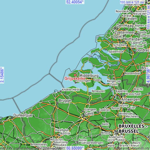 Topographic map of Grijpskerke