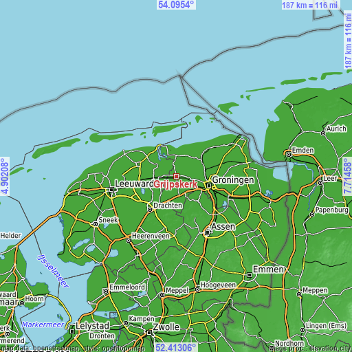 Topographic map of Grijpskerk