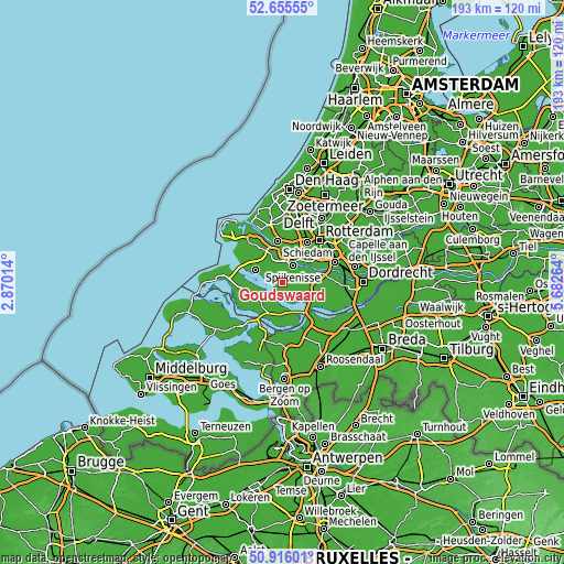 Topographic map of Goudswaard