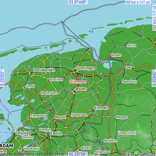 Topographic map of Glimmen