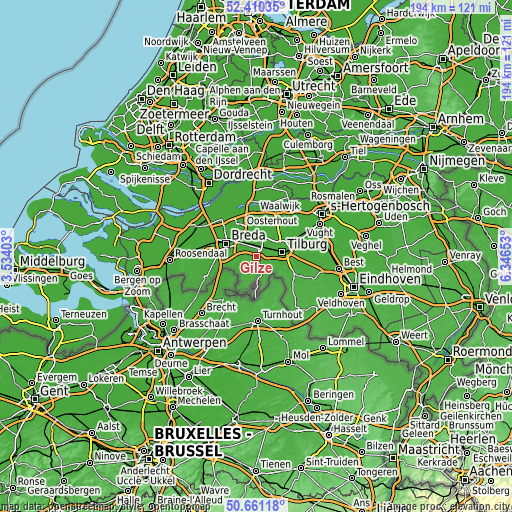 Topographic map of Gilze