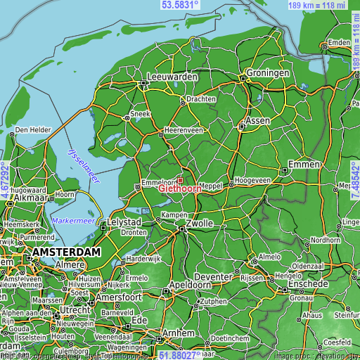 Topographic map of Giethoorn