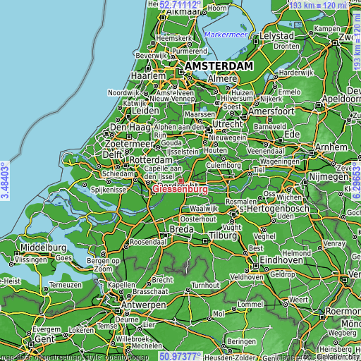 Topographic map of Giessenburg
