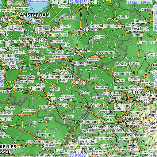 Topographic map of Gennep