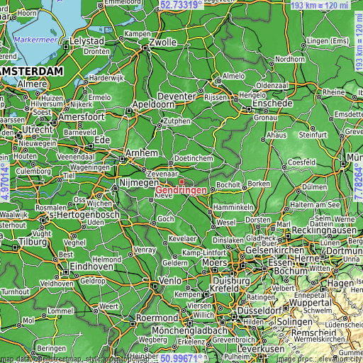 Topographic map of Gendringen