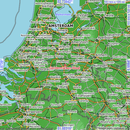 Topographic map of Geldermalsen-West