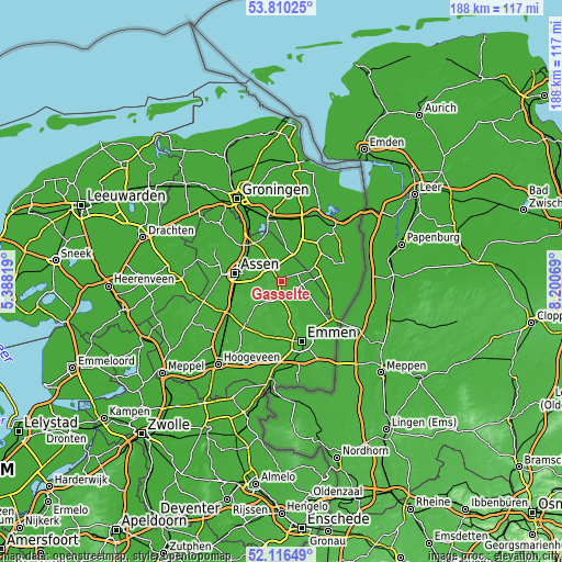 Topographic map of Gasselte