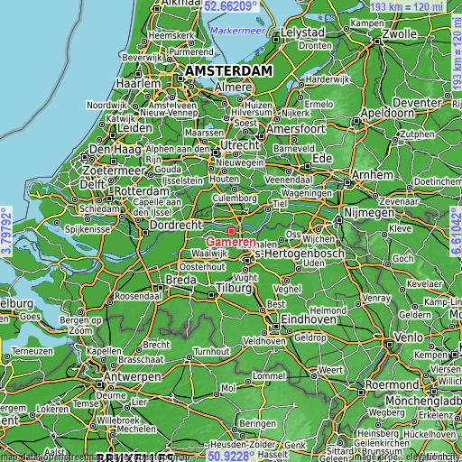 Topographic map of Gameren