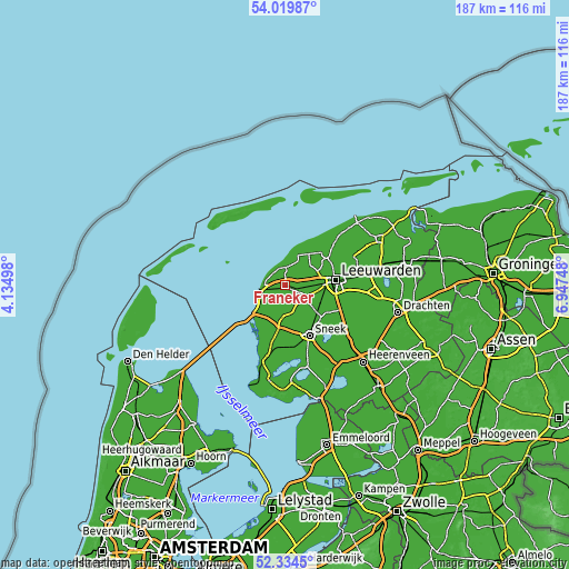 Topographic map of Franeker