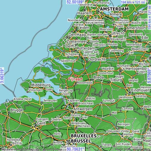 Topographic map of Fijnaart