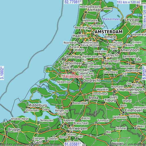 Topographic map of Feijenoord