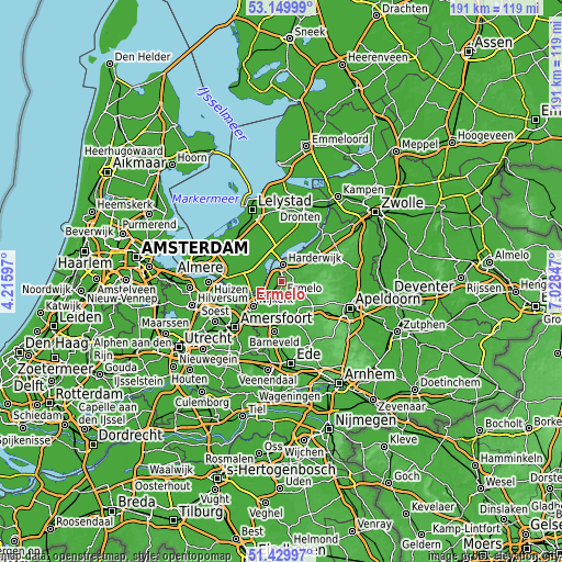 Topographic map of Ermelo