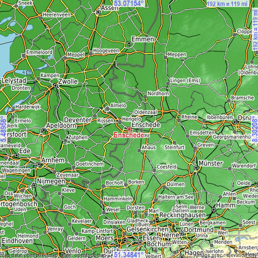 Topographic map of Enschede