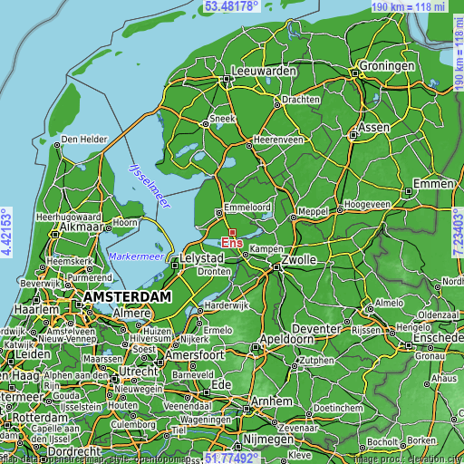 Topographic map of Ens