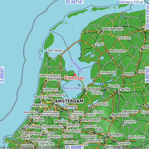 Topographic map of Enkhuizen