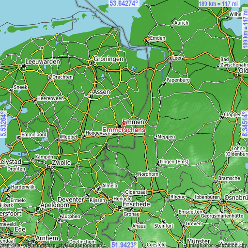 Topographic map of Emmerschans