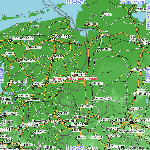 Topographic map of Emmer-Erfscheidenveen