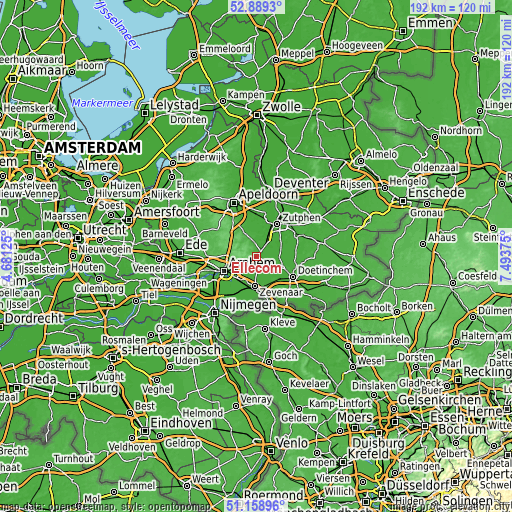 Topographic map of Ellecom