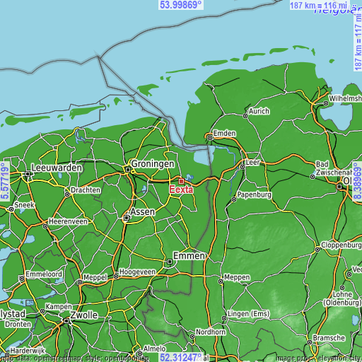 Topographic map of Eexta