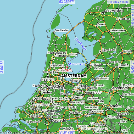 Topographic map of Edam