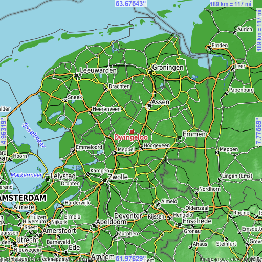 Topographic map of Dwingeloo