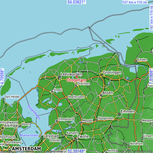 Topographic map of Drogeham