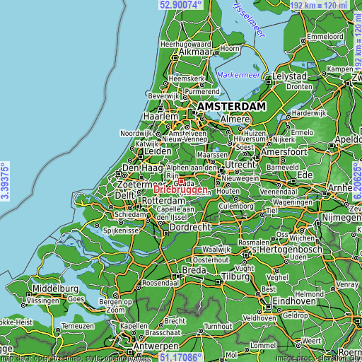 Topographic map of Driebruggen