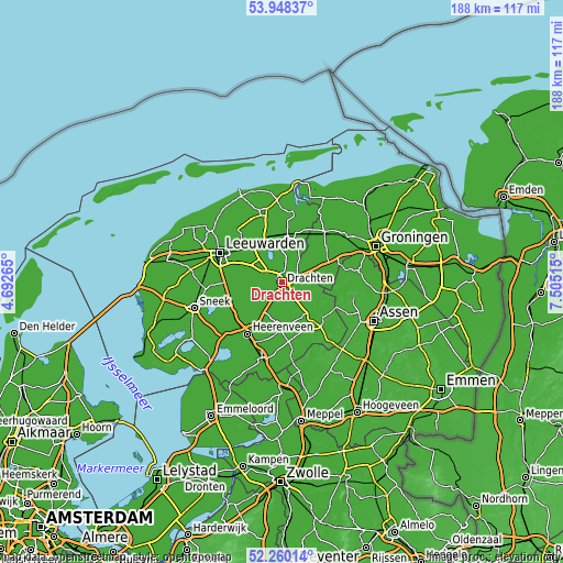 Topographic map of Drachten