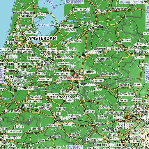 Topographic map of Doorwerth