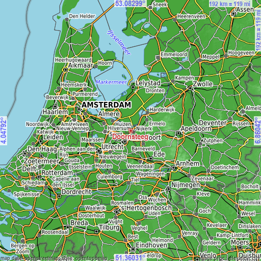 Topographic map of Doornsteeg