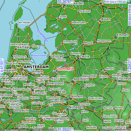 Topographic map of Doornspijk