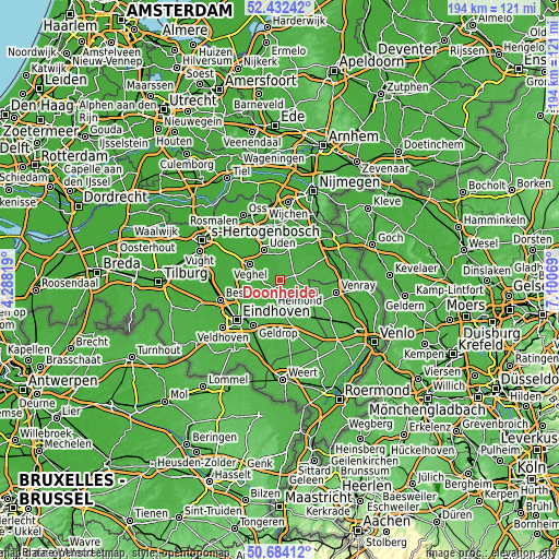 Topographic map of Doonheide