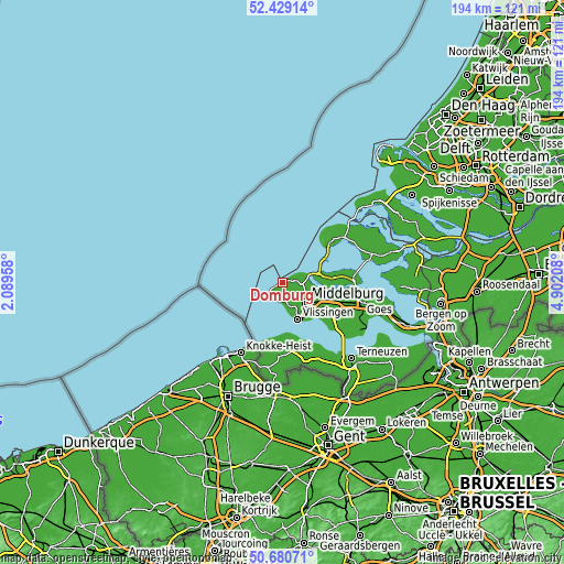 Topographic map of Domburg