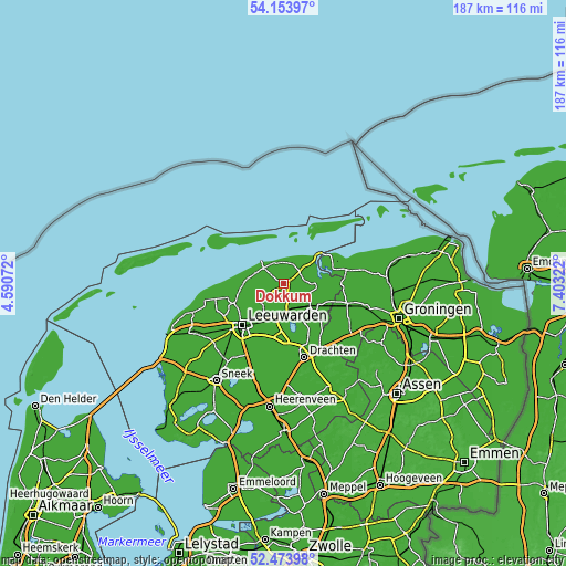 Topographic map of Dokkum