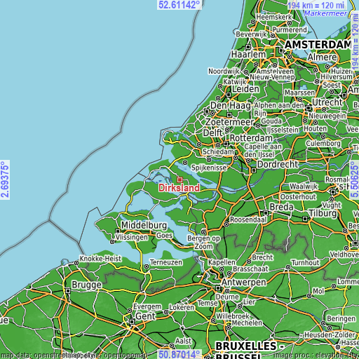 Topographic map of Dirksland